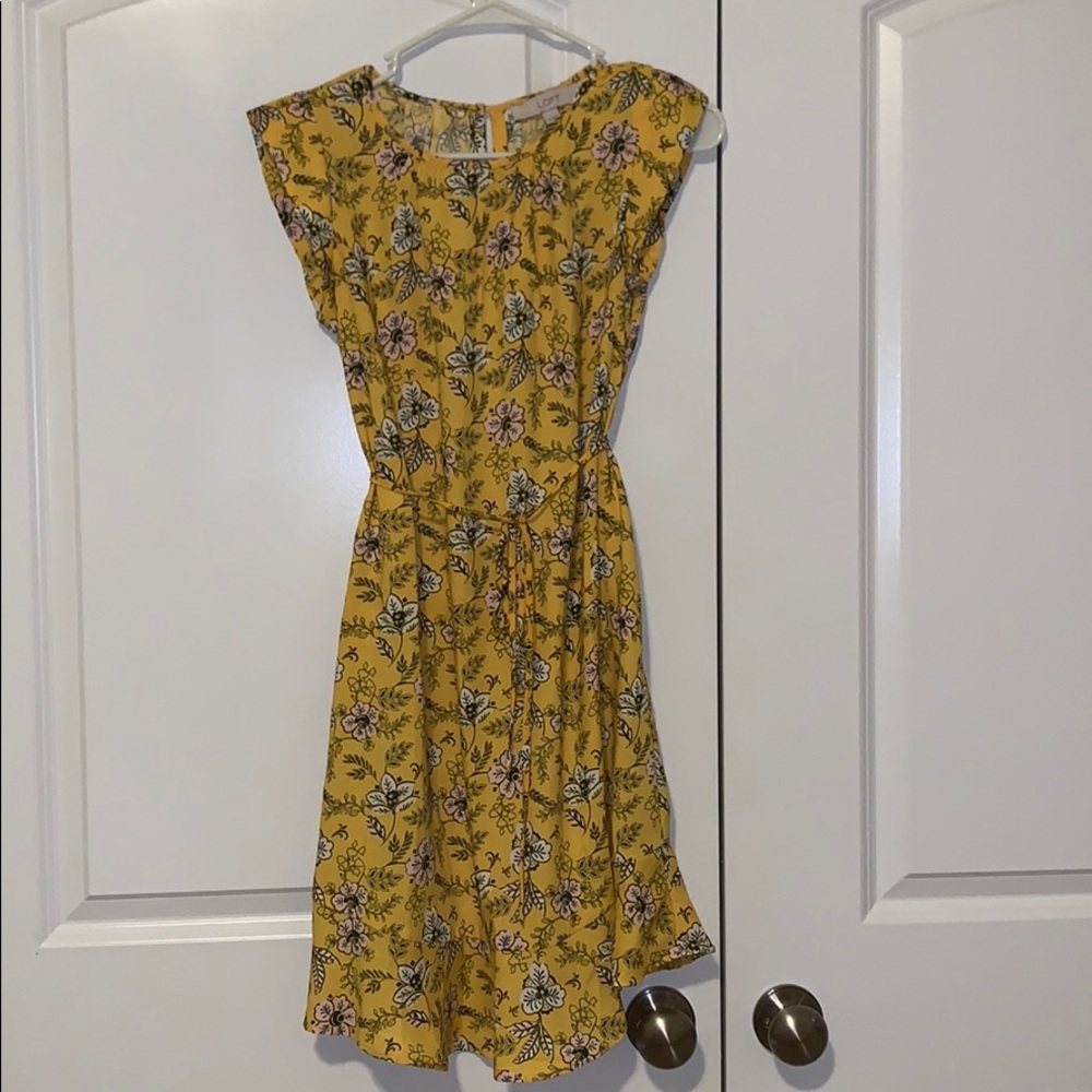 Yellow Floral Loft Dress (XS)